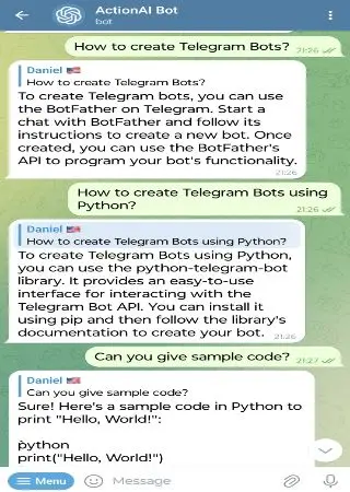 ActionAI Bot preview 2